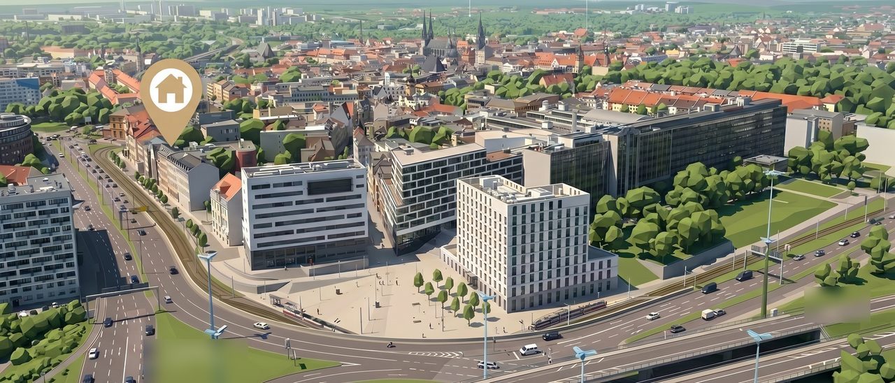 Luftbild Halle (Saale) – Blick über die Innenstadt